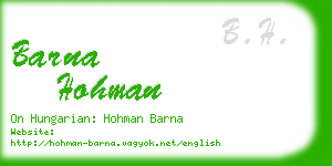 barna hohman business card